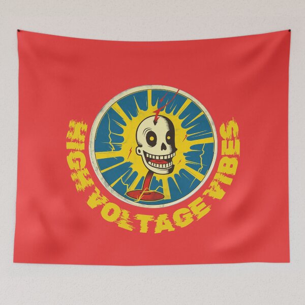 Item preview, High Voltage Vibes Retro Skull T-Shirt - Electric and Bold Design designed and sold by nshaltiel.
