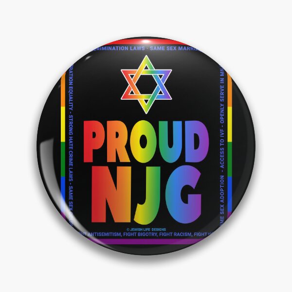 Item preview, SUJD0062 Jewish Designs Proud NJG Nice Jewish Girl LGBTQ Love Israel rainbow design shows how Israel protects LGBTQ Rights designed and sold by JewishDesigns.