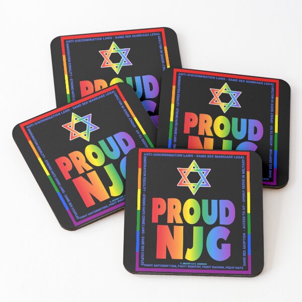 Item preview, SUJD0062 Jewish Designs Proud NJG Nice Jewish Girl LGBTQ Love Israel rainbow design shows how Israel protects LGBTQ Rights designed and sold by JewishDesigns.