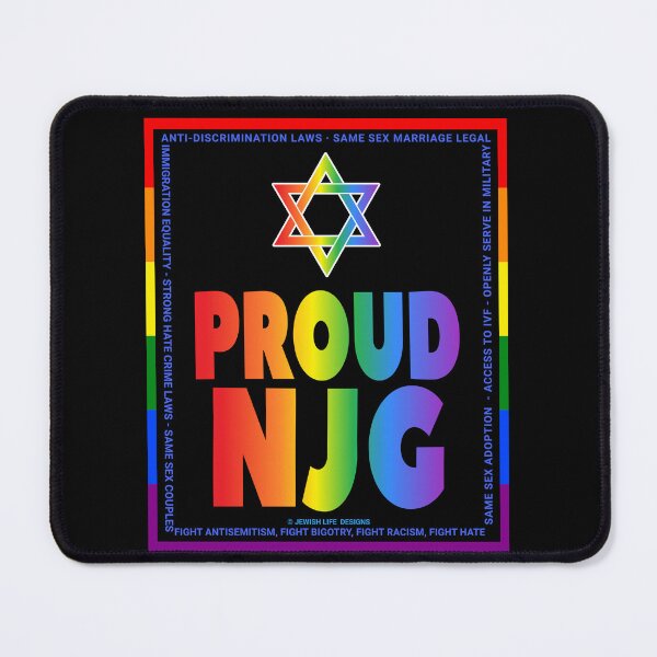 Item preview, SUJD0062 Jewish Designs Proud NJG Nice Jewish Girl LGBTQ Love Israel rainbow design shows how Israel protects LGBTQ Rights designed and sold by JewishDesigns.