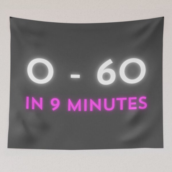 Item preview, 0-60 in 9 min, miles per hour, mph, km/h, bumper sticker designed and sold by Cerulean-Shop.