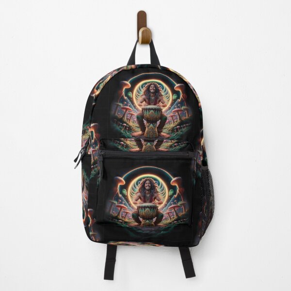 Item preview, DJEMBE HAND DRUMMER Festival Fungi Magical Music Mushroom Wonderland Retro Hippie Positive Percussion Family Band Drum Circle Celebration Psychedelic Art designed and sold by BadassBazaar.