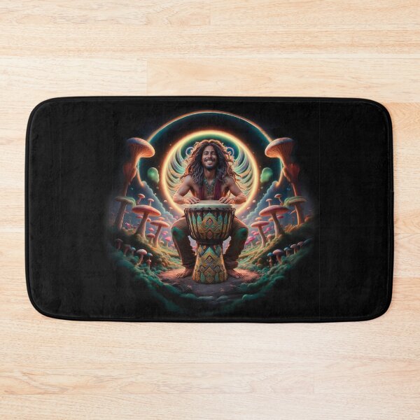 Item preview, DJEMBE HAND DRUMMER Festival Fungi Magical Music Mushroom Wonderland Retro Hippie Positive Percussion Family Band Drum Circle Celebration Psychedelic Art  designed and sold by BadassBazaar.