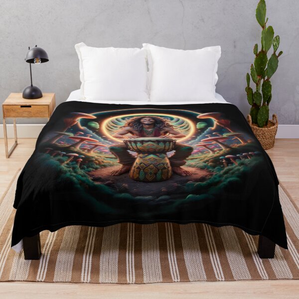 Item preview, DJEMBE HAND DRUMMER Festival Fungi Magical Music Mushroom Wonderland Retro Hippie Positive Percussion Family Band Drum Circle Celebration Psychedelic Art designed and sold by BadassBazaar.