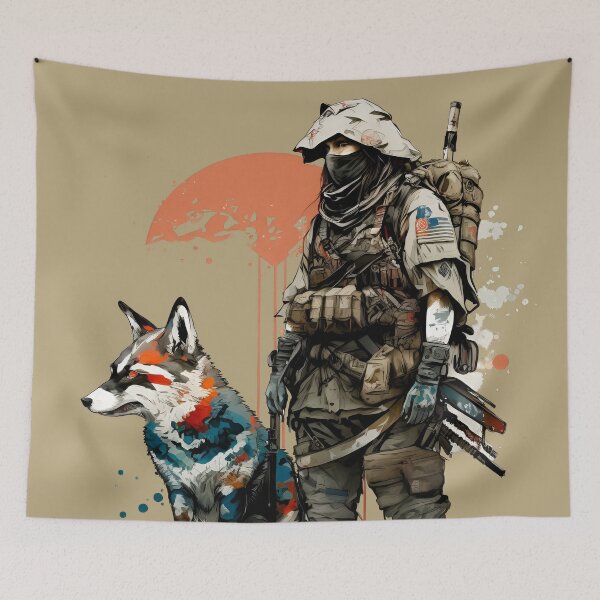 Item preview, A Great-looking design of a warrior with his wolf companion in Okami Style designed and sold by The-Chieftain.