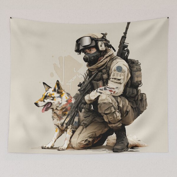 Item preview, A captivating design of a warrior with his dog companion in Okami Style designed and sold by The-Chieftain.