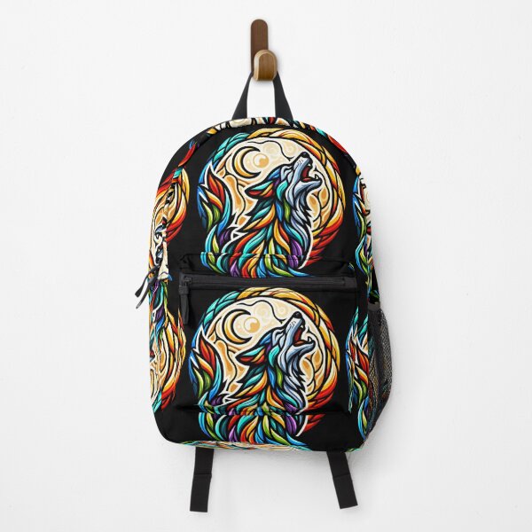 Item preview, Stained Glass Wolf and Moon designed and sold by Catherine Harrison.