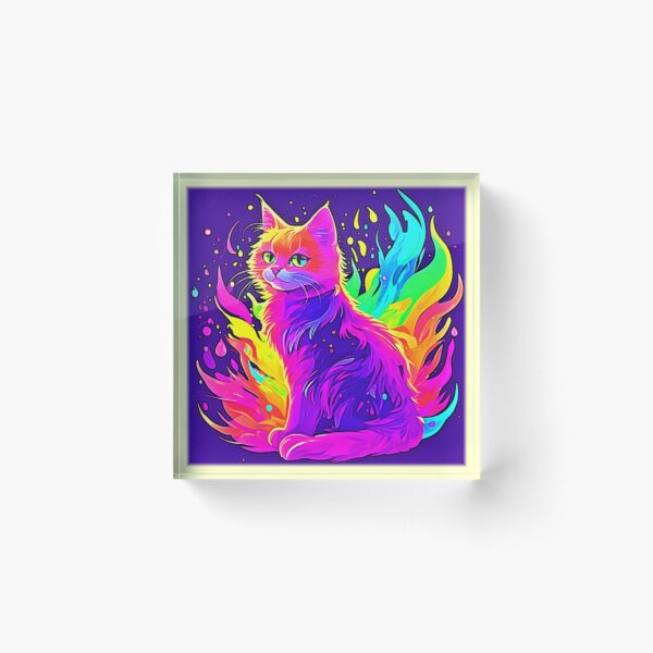 Item preview, Vibrant Painting of Cat Caught in Flames designed and sold by Health And Fitness Posts e-Store.