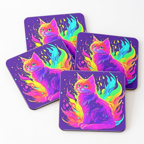 Item preview, Vibrant Painting of Cat Caught in Flames designed and sold by Health And Fitness Posts e-Store.