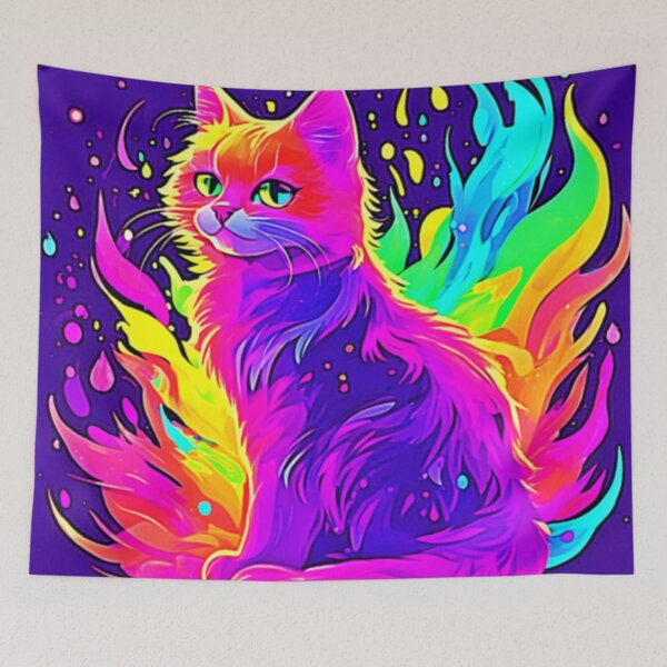 Item preview, Vibrant Painting of Cat Caught in Flames designed and sold by Health And Fitness Posts e-Store.