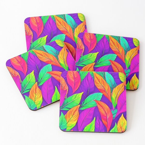 Item preview,  Colorful Neon Ethereal Leaves Pattern designed and sold by Health And Fitness Posts e-Store.