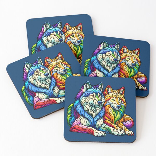 Item preview, Stained Glass Wolf Pair designed and sold by Catherine Harrison.