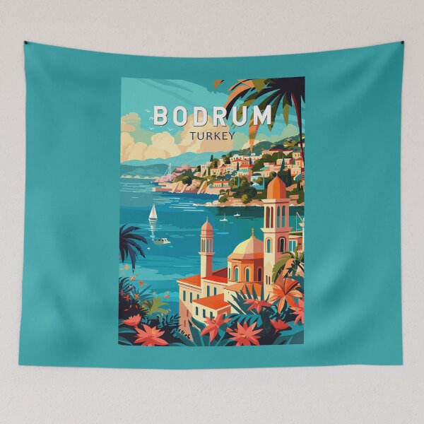 Item preview, Bodrum Turkey Travel Art Vintage designed and sold by KrisSidDesigns.