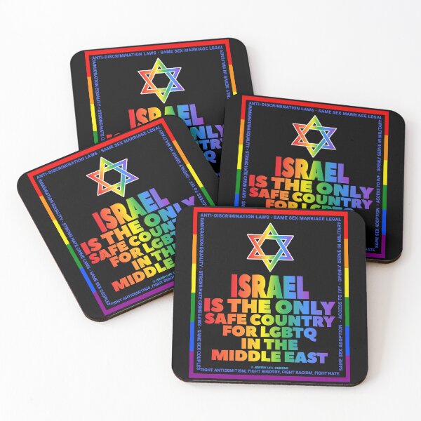 Item preview, SUJD0063 Jewish Designs Israel Only Safe Country for LGBTQ Love Israel rainbow design shows how Israel protects LGBTQ Rights designed and sold by JewishDesigns.