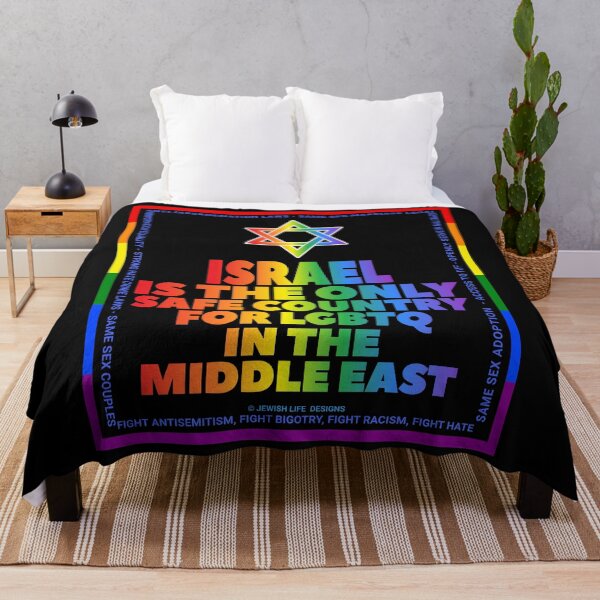 Item preview, SUJD0063 Jewish Designs Israel Only Safe Country for LGBTQ Love Israel rainbow design shows how Israel protects LGBTQ Rights designed and sold by JewishDesigns.