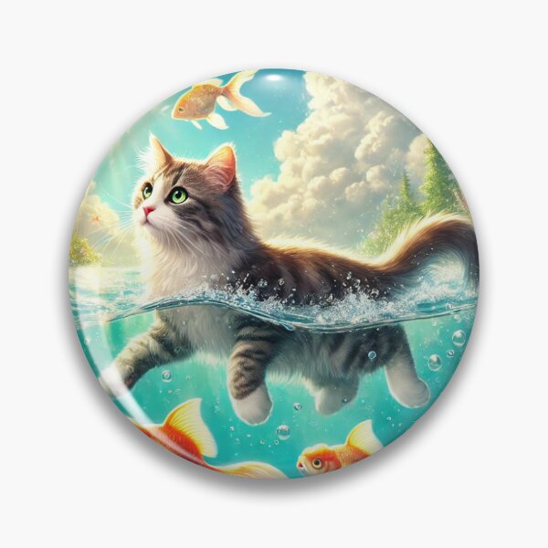 Item preview, Kitty Swimming Like Fish in Wonderland: "Whimsical Underwater Ballet" designed and sold by MindVibe.