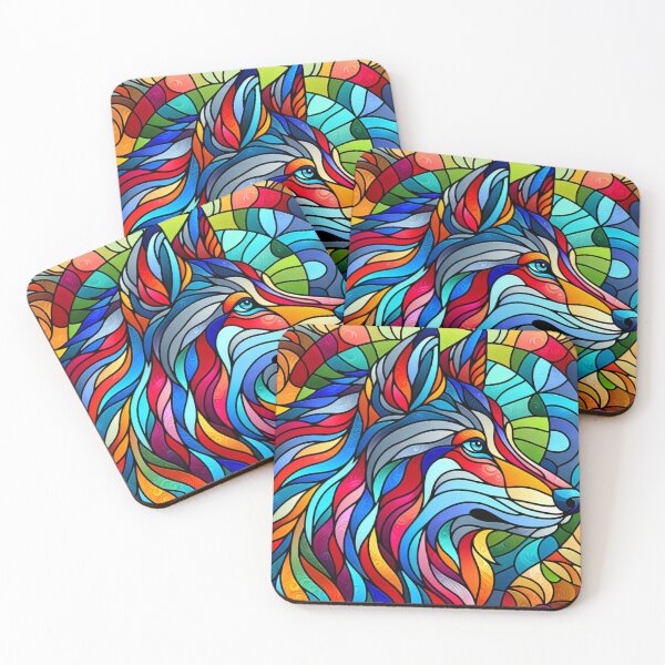 Item preview, Stained Glass Wolf window designed and sold by Catherine Harrison.