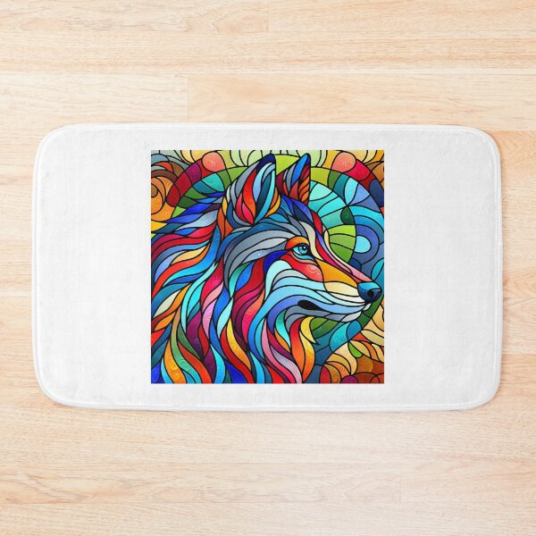 Item preview, Stained Glass Wolf window designed and sold by Catherine Harrison.