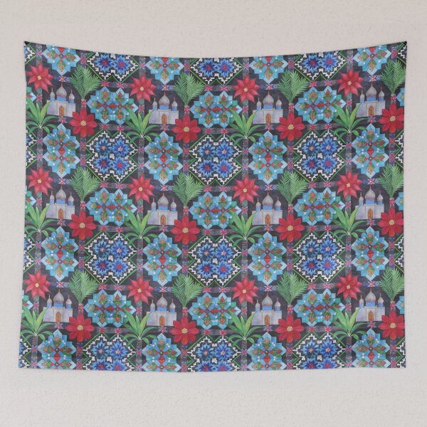Item preview, Moroccan Pattern, islamic design with tiles, mosque and palm leaves designed and sold by patterncrow.