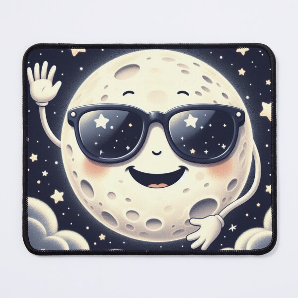 Item preview, the Smiling Full Moon With Glasses Next To The Stars designed and sold by Karina Creative Studio.
