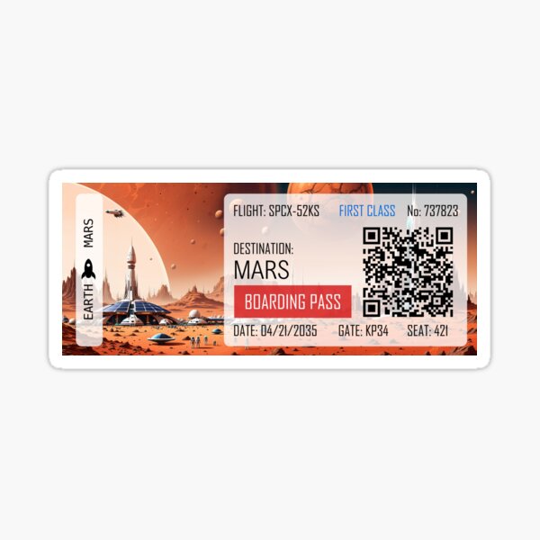 Mars Space Ticket Sticker