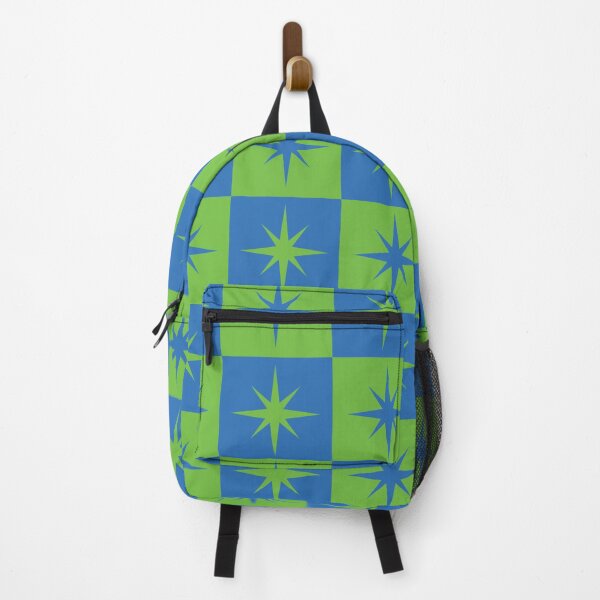 Item preview, Checkered Green and Blue Mid Century Retro Starbursts Pattern designed and sold by Yasminepatterns .