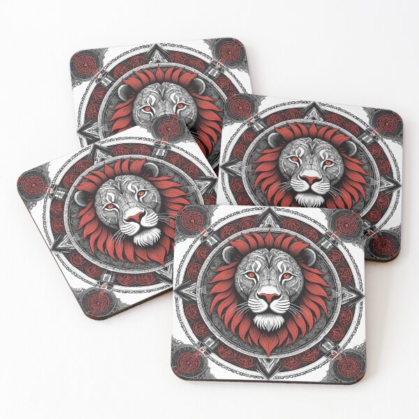 Item preview, Majestic Red and Black Lion Mandala designed and sold by MandalasShops.