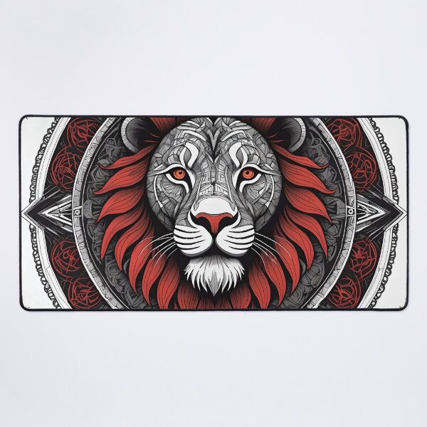 Item preview, Majestic Red and Black Lion Mandala designed and sold by MandalasShops.