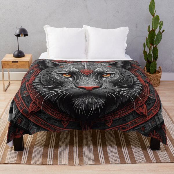 Artikelvorschau, Geheimnisvolles schwarzes und rotes Panther-Mandala entworfen und verkauft von MandalasShops.