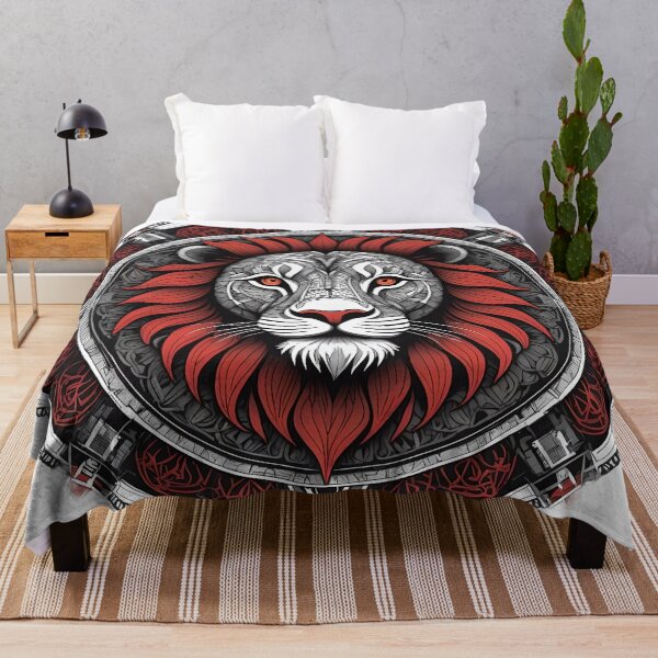 Item preview, Imposing Lion Mandala in Red and Black designed and sold by MandalasShops.