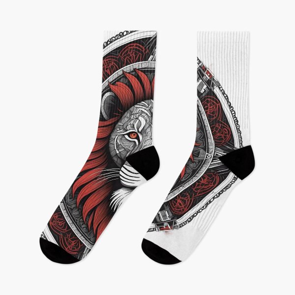 Item preview, Imposing Lion Mandala in Red and Black designed and sold by MandalasShops.