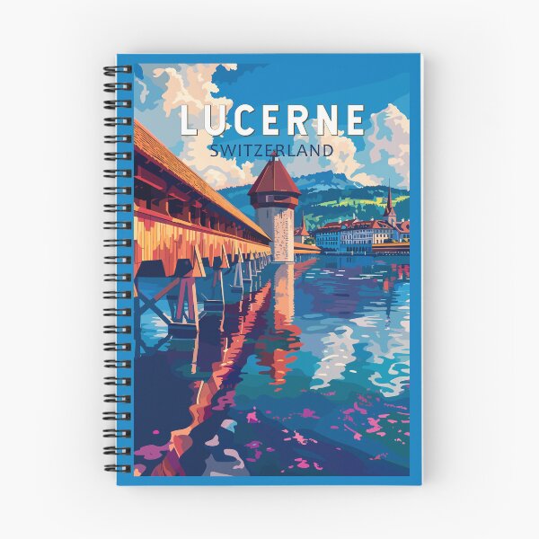Item preview, Lucerne Switzerland Travel Art Vintage designed and sold by KrisSidDesigns.