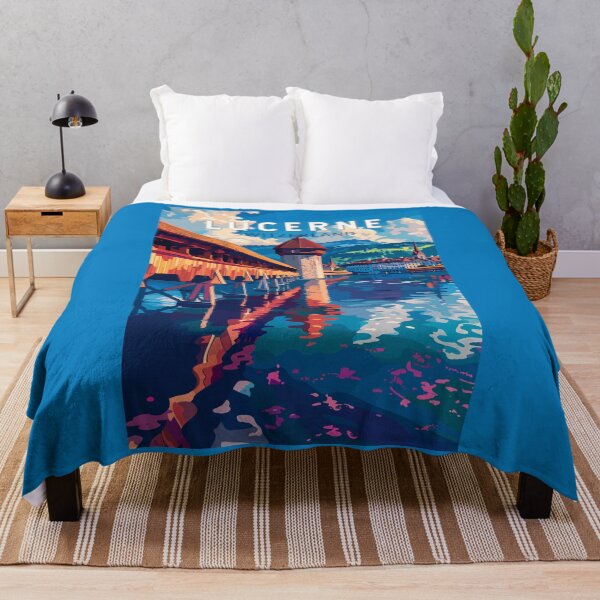 Item preview, Lucerne Switzerland Travel Art Vintage designed and sold by KrisSidDesigns.