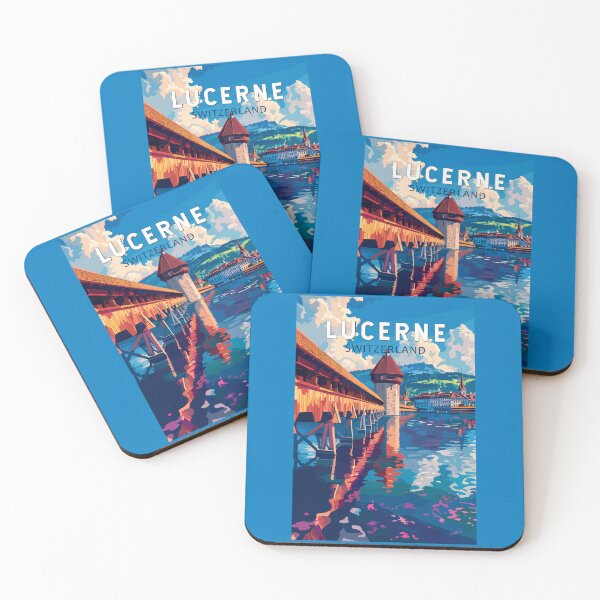 Item preview, Lucerne Switzerland Travel Art Vintage designed and sold by KrisSidDesigns.