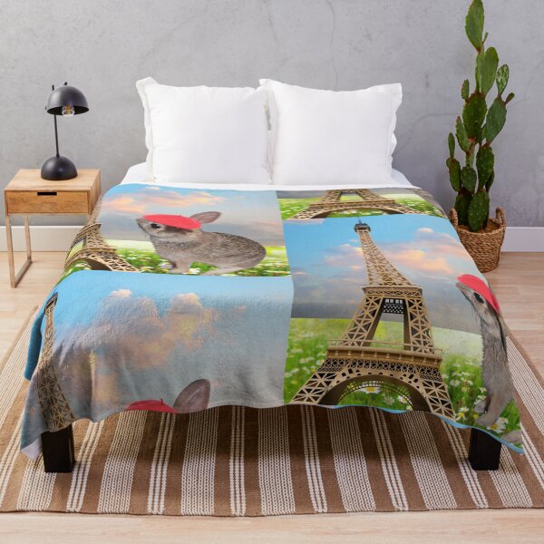 Item preview, Whimsical Thumper in a Beret at Eiffel Tower: Charming Print Design designed and sold by C-CheleSells.