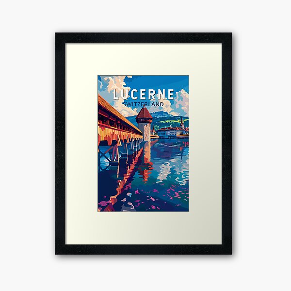 Item preview, Lucerne Switzerland Travel Art Vintage designed and sold by KrisSidDesigns.