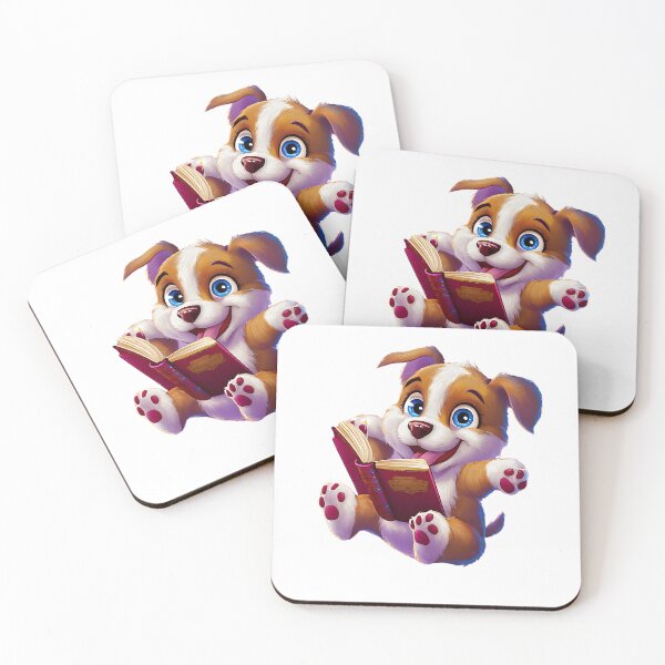 Item preview, Kawaii Cute Dog Happy Smiling Reading, For Dog Lovers, and Books Lovers designed and sold by ColorFlick.