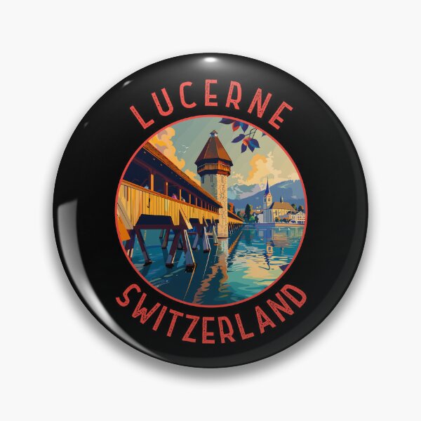 Item preview, Lucerne Switzerland Retro Distressed Circle designed and sold by KrisSidDesigns.