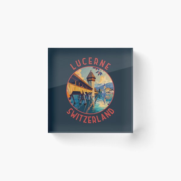Item preview, Lucerne Switzerland Retro Distressed Circle designed and sold by KrisSidDesigns.