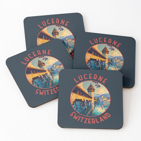 Item preview, Lucerne Switzerland Retro Distressed Circle designed and sold by KrisSidDesigns.