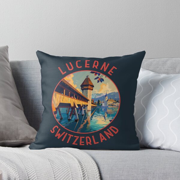 Item preview, Lucerne Switzerland Retro Distressed Circle designed and sold by KrisSidDesigns.