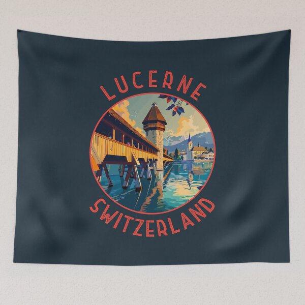 Item preview, Lucerne Switzerland Retro Distressed Circle designed and sold by KrisSidDesigns.
