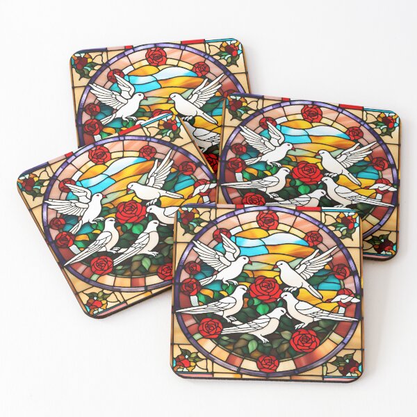 Item preview, Neto Arubian Doves and roses in church window design designed and sold by NetoArubian.