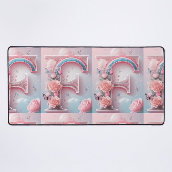 Item preview, Floral letter F with pastel pink roses and butterflies, paper cutouts of flowers and rainbow  designed and sold by navitalidesign.