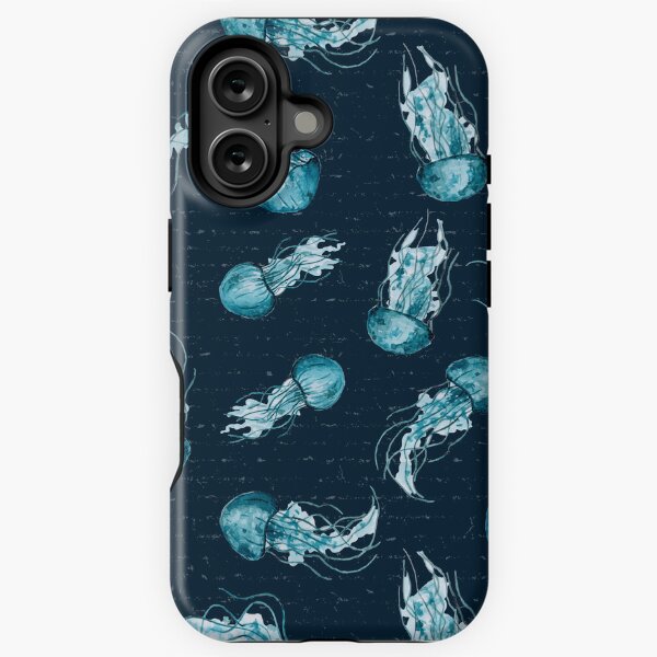 Watercolor Jellifish over Dark Blue iPhone Tough Case