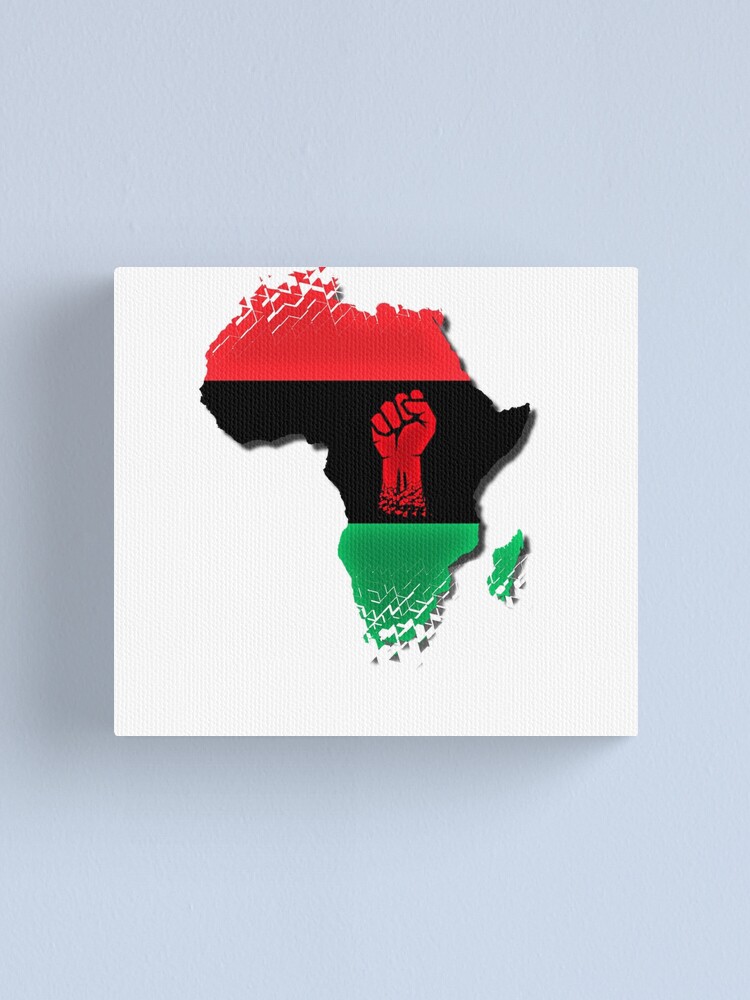 "Raised Fist Africa Pride Flag Shattered Pan African Power " Canvas