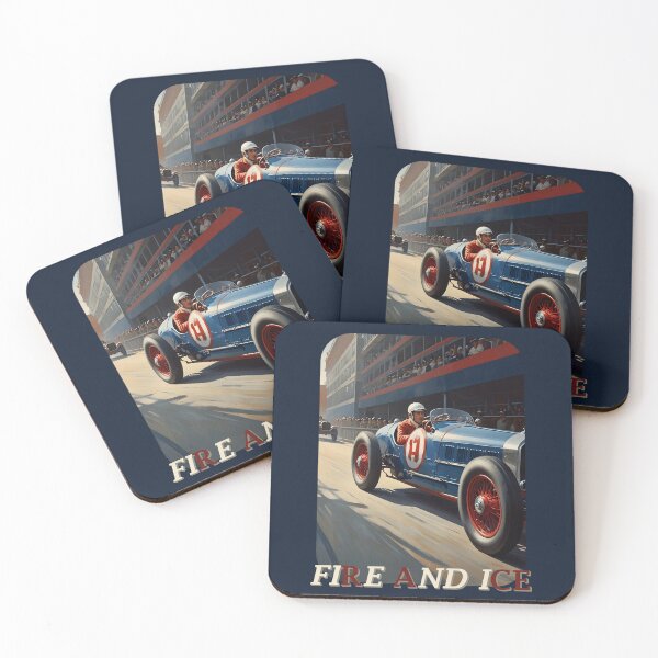 Item preview, Vintage poster of blue 1920 raceing car - fire and ice 2 designed and sold by Museum Of Non-Existing Art.