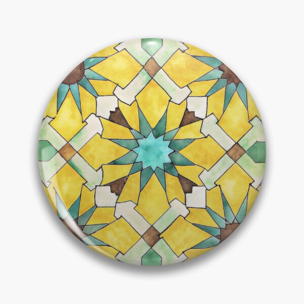 Item preview, Patrón de zellige marroquí, azulejos de acuarela dibujados a mano en amarillo y turquesa designed and sold by patterncrow.