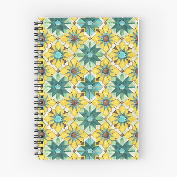 Item preview, Patrón de zellige marroquí, azulejos de acuarela dibujados a mano en amarillo y turquesa designed and sold by patterncrow.