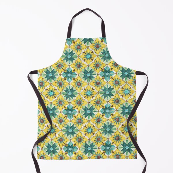 Item preview, Moroccan zellige pattern, hand drawn watercolor tiles yellow and turquoise designed and sold by patterncrow.